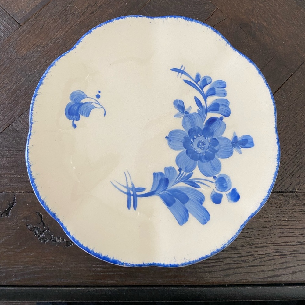 Vintage hand painted blue salad plates